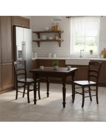 Set tavolo quadrato arte povera gamba tornita 90x90 100x100 allungabile con 4 sedie seduta legno