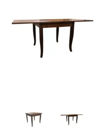 Set tavolo quadrato a libro noce 90x90 100x100 allungabile con 4 sedie rosse