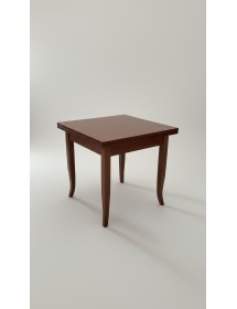 Set tavolo quadrato a libro noce 90x90 100x100 allungabile con 4 sedie rosse