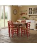 Set tavolo quadrato a libro noce 90x90 100x100 allungabile con 4 sedie rosse