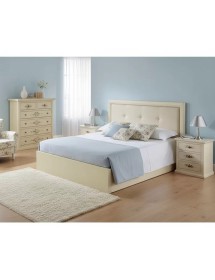 Gruppo 1 Cassettiera 2 Comodini legno shabby avorio anticato decorato