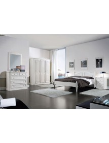 Camera da letto completa legno abete shabby chic bianco
