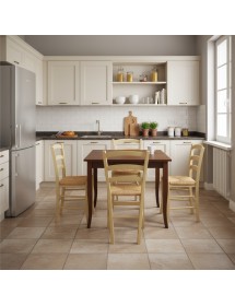 Set tavolo quadrato a libro noce 90x90 100x100 allungabile con 4 sedie gialle