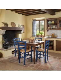 Set tavolo quadrato a libro noce 90x90 100x100 allungabile con 4