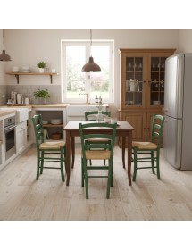 Set tavolo quadrato a libro noce 90x90 100x100 allungabile con 4 sedie Verde