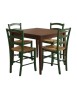 Set tavolo quadrato a libro noce 90x90 100x100 allungabile con 4 sedie Verde