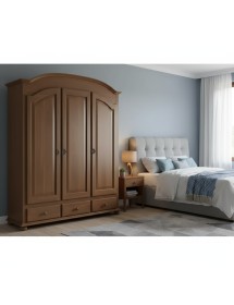 Armadio classico 3 ante 3 cassetti legno tinta noce 181x61x224