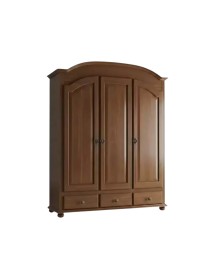 Armadio classico 3 ante 3 cassetti legno tinta noce 181x61x224