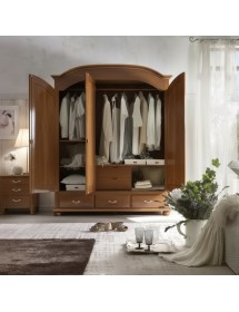 Armadio classico 3 ante 3 cassetti legno tinta noce 181x61x224