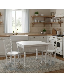 Set tavolo quadrato bianco 80x80 90x90 100x100 allungabile con 4 sedie seduta legno