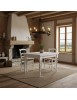 Set tavolo quadrato bianco 80x80 90x90 100x100 allungabile con 4 sedie seduta paglia