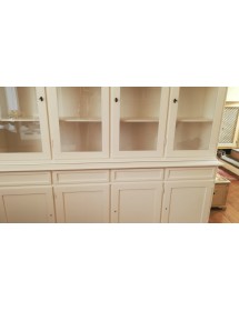 Cristalliera classica 4 porte legno shabby avorio 205X42X205