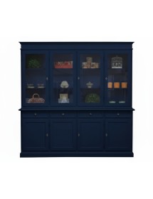 Cristalliera shabby 4 porte 4 cassetti legno blu 205X42X205