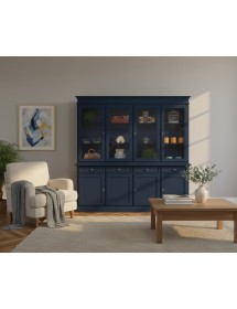 Cristalliera shabby 4 porte 4 cassetti legno blu 205X42X205