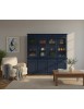 Cristalliera shabby 4 porte 4 cassetti legno blu 205X42X205