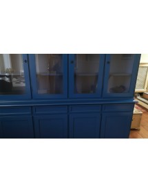 Cristalliera shabby 4 porte 4 cassetti legno blu 205X42X205