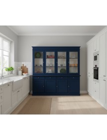 Cristalliera shabby 4 porte 4 cassetti legno bicolore blu e avorio 205X42X205