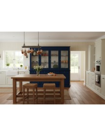 Cristalliera shabby 4 porte 4 cassetti legno bicolore blu e avorio 205X42X205