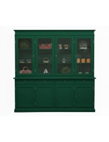 Cristalliera classica 4 porte 4 cassetti legno shabby verde 205X42X205