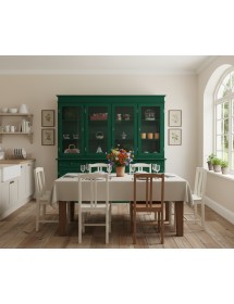 Cristalliera classica 4 porte 4 cassetti legno shabby verde 205X42X205