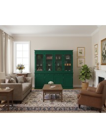 Cristalliera classica 4 porte 4 cassetti legno shabby verde 205X42X205