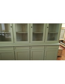 Cristalliera classica 4 porte 4 cassetti legno shabby verde salvia 205X42X205