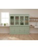 Cristalliera classica 4 porte 4 cassetti legno shabby verde salvia 205X42X205