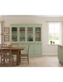 Cristalliera classica 4 porte 4 cassetti legno shabby verde salvia 205X42X205