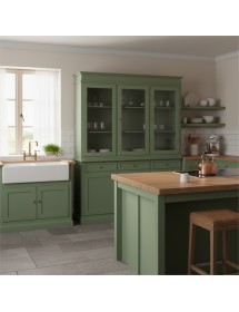 Cristalliera 3 porte 3 cassetti legno arte povera verde salvia 156x42x205