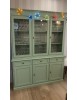 Cristalliera 3 porte 3 cassetti legno arte povera verde salvia 156x42x205