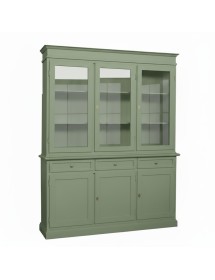 Cristalliera 3 porte 3 cassetti legno arte povera verde salvia 156x42x205
