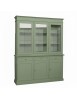 Cristalliera 3 porte 3 cassetti legno arte povera verde salvia 156x42x205