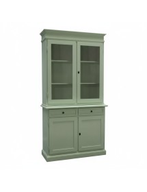 Cristalliera 2 porte 2 cassetti arte povera legno verde salvia 105x42x206