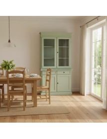 Cristalliera 2 porte 2 cassetti arte povera legno verde salvia 105x42x206