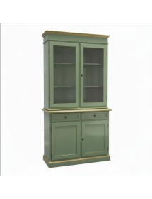 Cristalliera 2 porte shabby legno verde salvia filo oro 105x42x206