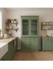 Cristalliera 2 porte shabby legno verde salvia filo oro 105x42x206