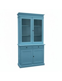 Cristalliera 2 porte 2 cassetti arte povera legno azzurro 105x42x206