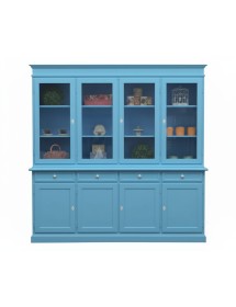 Cristalliera shabby 4 porte 4 cassetti legno azzurro 205X42X205