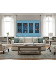 Cristalliera shabby 4 porte 4 cassetti legno azzurro 205X42X205