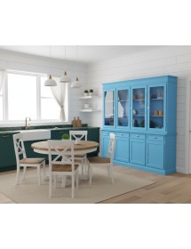 Cristalliera shabby 4 porte 4 cassetti legno azzurro 205X42X205