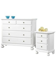 Gruppo 1 Cassettiera 2 Comodini legno arte povera bianco