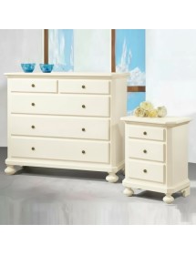 Gruppo 1 Cassettiera 2 Comodini legno arte povera avorio