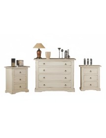 Gruppo 1 cassettiera 2 comodini shabby laccato bianco anticato