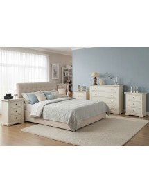 Gruppo 1 cassettiera 2 comodini shabby laccato bianco anticato