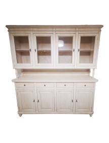 CRISTALLIERA ARTE POVERA 4 PORTE LEGNO SHABBY BIANCO ANTICATO 196X43X208H (736)