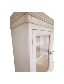 CRISTALLIERA ARTE POVERA 4 PORTE LEGNO SHABBY BIANCO ANTICATO 196X43X208H