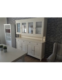 CRISTALLIERA ARTE POVERA 4 PORTE LEGNO SHABBY BIANCO ANTICATO 196X43X208H