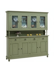 Cristalliera 4 porte legno shabby verde salvia consumato 196X43X208