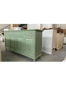 Cristalliera 4 porte legno shabby verde salvia consumato 196X43X208