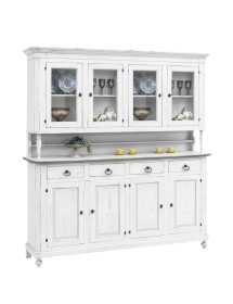 Cristalliera 4 porte legno shabby bianco consumato 196X43X208